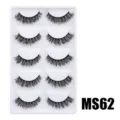 Flache künstliche Wimpern MS62 dicke dramatische voluminöse 5 Paare Make-up Variante. - Hauchzarter Flauschiger Stil (MS62) / 5 Paar Set