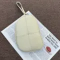 Monedero de cuero genuino para mujer mini bolso de mano con textura granulada. - 20*3*15 cm / Blanco Roto