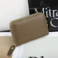 Mini monedero de cuero genuino para mujer tarjetero con cierre de cremallera detalle compacto - 11*2.5*7 cm / Verde