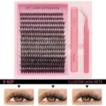 DIY Wimpernverlängerung Set mit 10 Reihen Cluster Wimpern, Kleber, Versiegelung, Pinzette. - 40 Seiten