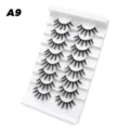 Künstliche Wimpern natürliches dickes Multi-Paar-Set mit weißer Display-Schale für Make-up. - Dichter Stil (A9)