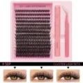 DIY Wimpernverlängerung Set mit Cluster Wimpern, Kleber, Versiegelung und Pinzette für zuhause. - 50 Seiten