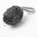Stainless steel wire cleaning ball with hanging lanyard, durable kitchen dish scrubber tool 1pc - Melon Shape (With Lanyard) / 30.00g / Silver