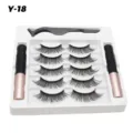 Magnetische künstliche Wimpern Set mit 5 Paaren, 2 Eyelinern und Applikator für Damen. - Y-18