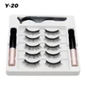 Magnetisches künstliches Wimpernset mit 5 Paar Wimpern, 2 Eyelinern und 1 Pinzette in Weiß. - Y-20