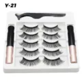 Magnetisches Wimpernset mit 5 Paar künstlichen Wimpern und 2 Eyeliner-Stiften im Etui. - Geschwungener Voluminöser Stil (Y-21)