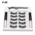 Magnetische künstliche Wimpern Set mit 5 Paaren natürlichen Wimpern und 2 wasserdichten Eyelinern - Geschwungener Voluminöser Stil (Y-22)