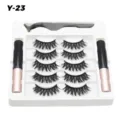 Magnetisches künstliches Wimpernset mit fünf Paar dichten Wimpern und zwei Eyeliner-Stiften. - Geschwungener Voluminöser Stil (Y-23)