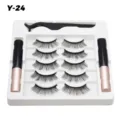 Magnetische Wimpern Set mit 5 Paar künstlichen Wimpern und 2 Eyelinern in Schale Variante Y-24 - Geschwungener Voluminöser Stil (Y-24)