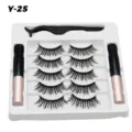 Magnetische künstliche Wimpern Set mit fünf Paar dichten Wimpern und zwei Eyeliner. - Geschwungener Voluminöser Stil (Y-25)