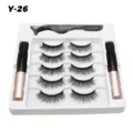 Magnetische künstliche Wimpern Set mit 5 Paar, 2 Eyeliner und Applikator für Volumen. - Geschwungener Voluminöser Stil (Y-26)
