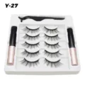 Magnetische künstliche Wimpern Set mit 5 Paaren, 2 Eyeliner Stiften und Applikator, natürlich. - Geschwungener Voluminöser Stil (Y-27)