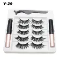 Professionelles magnetisches künstliches Wimpernset mit 5 Paaren und 2 Eyeliners. - Geschwungener Voluminöser Stil (Y-29)
