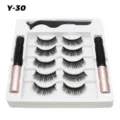 Magnetische künstliche Wimpern Set mit 5 Paaren, 2 Eyelinern und Applikator für Damen. - Geschwungener Voluminöser Stil (Y-30)