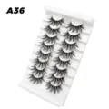 Großhandel künstliche Wimpern natur dick 8 Paare auf weißem Tablett für Augen Make-up - Dichter Stil (A36)
