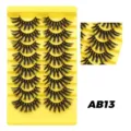Künstliches Wimpernset mit gelbem Aufbewahrungstablett, dichtes und natürliches Design für Makeup. - Dichter Stil (AB13) / 8 Paare/Packung (Gelbe Schale)