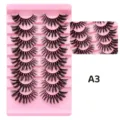 8 Paare dicke dramatische künstliche Wimpern mit rosa Schale, natürliches Volumen Wimpern - Dichter Stil (A3) / 8 Paare/Packung (Rosa Schale)