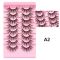 8 Paar dicke natürliche künstliche Wimpern Set mit rosa Schale, wiederverwendbar. - Dichter Stil (A2) / 8 Paare/Packung (Rosa Schale)