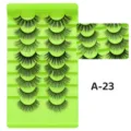 Großhandel dicke natürliche künstliche Wimpern 8 Paar Set mit grünem Tablett Modell A-23. - Dichter Stil (A-23) / 8 Paare/Packung (Grüne Schale)