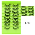 Falsche Wimpern Set 8 Paare dichte natürliche Volumen Wimpernverlängerung Make-up Accessoires. - Dichter Stil (A-19) / 8 Paare/Packung (Grüne Schale)