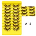 8 Paar Künstliche Wimpern Dicht Natürlich Volumen Wimpernverlängerung Make-up Tool - Dichter Stil (A-12) / 8 Paare/Packung (Gelbe Schale)