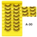 Mehrpack künstliche Wimpern mit gelbem Ablagetablett und detaillierter Nahaufnahme. - Dichter Stil (A-30) / 8 Paare/Packung (Gelbe Schale)