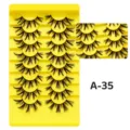 8 Paare dichte natürliche künstliche Wimpern Variante A-35 auf gelbem Tray für Make-up. - Dichter Stil (A-35)