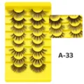 Großhandel künstliche Wimpern 8 Paar Set mit gelbem Display Tablett natürlicher dichter Look. - Dichter Stil (A-33)