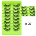 8 Paar dichte natürliche künstliche Wimpern auf einem grünen Display für den Alltag. - Dichter Stil (A-27)