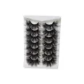Großhandel mehrer Packungen dramatische lange flauschige künstliche Wimpern auf weißer Schale. - Struppiger Langer Stil (DSC08) / 7 Paare Set