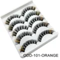 DD Bogen farbige künstliche Wimpern Set 5 Paar Mix orange natürliche dicke Wimpern Box - Orange Highlight (ODD-101)
