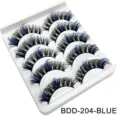 Farbige künstliche Wimpern Set DD Schwung blau und schwarz gemischt Mehrfachpack - Blaues Highlight (BDD-204)