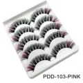 5 Paar bunte künstliche Wimpern DD Schwung fluffig dick Make-up Verlängerung Wimpern - Rosa Highlight (PDD-103)