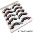 Bunte künstliche Wimpern Set DD Schwung schwarz rot gemischt natürliche dicke Wimpern - Rotes Highlight (RDD-205)