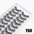 10 Paar natürliche künstliche Wimpern Set, weiches schwarzes Band Make-up Werkzeug Y60 - Natürlicher Nude-Look-Stil (Y60) / 10 Paare Set