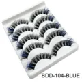 Künstliche Wimpern Set blau schwarz gemischt DD Schwung Paare Kosmetik Variante neu - Blaues Highlight (BDD-104)