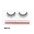 Natürliches magnetisches künstliches Wimpernset mit rosa Eyeliner in transparenter Box. - Langer Lockiger Stil (SA114)