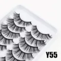Künstliche Wimpern Multipack natürliches Volumen kreuz lang flauschig weich DIY Wimpern Y55 - Dichter Langer Überkreuzter Stil (Y55) / 10 Paare Set