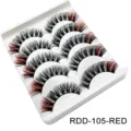 Falsche Wimpern Set schwarz rote Spitzen lockig dicker 5 Paare Augen Make-up Werkzeug - Rotes Highlight (RDD-105)
