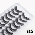 Künstliche Wimpern Y45 Natürlicher Look Weiches Schwarzes Band Wimpern Set 10 Paar - Bionischer 3D Natürlicher Stil (Y45) / 10 Paare Set