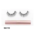 Komplettset magnetische wimpers mit roze vloeibare eyeliner natuurlijke look model SA116 - Eleganter Lockiger Stil (SA116)