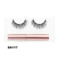 Magnetische künstliche Wimpern Set mit rosa Applikator Tubus natürlicher Make-up Look - Einfacher Natürlicher Stil (SA117)