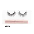 Magnetische künstliche Wimpern Set mit rosa Eyeliner Tubus in transparenter Box SA108 - Dichter Langer Stil (SA108)