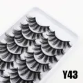 Natürliche künstliche Wimpern Set 10 Paar flauschiges Volumen Wimpern Make-up Tool - Langer Geschwungener Nude-Look-Stil (Y43) / 10 Paare Set