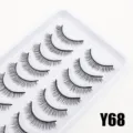 Natürliches künstliches Wimpern Set mit weichem schwarzem Band für ein perfektes Make-up. - 10 Paare/Packung (Y68)