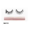Magnetische künstliche Wimpern Set mit rosa Eyeliner Tubus, natürlicher Look, einzelnes Paar. - Simulierter Lockiger Stil (SA113)