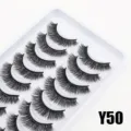 Natürliches Set aus falschen Wimpern mit weißer Plastikschale für das tägliche Make-up. - 10 Paare/Packung (Y50)