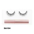Magnetisches künstliches Wimpernset mit Eyeliner in roséfarbenem Tuben-Modell SA104 für den Alltag. - Simulierter Natürlicher Stil (SA104)