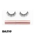 Magnetisches Wimpernset mit naturgetreuen künstlichen Wimpern und passendem Eyeliner in Rosa. - Natürlicher Lockiger Stil (SA210)
