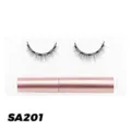 Magnetische Wimpern SA201 Paar kleberfrei natürlicher Look mit rosa Eyeliner Tubus Set. - 3D Dichter Stil (SA201)